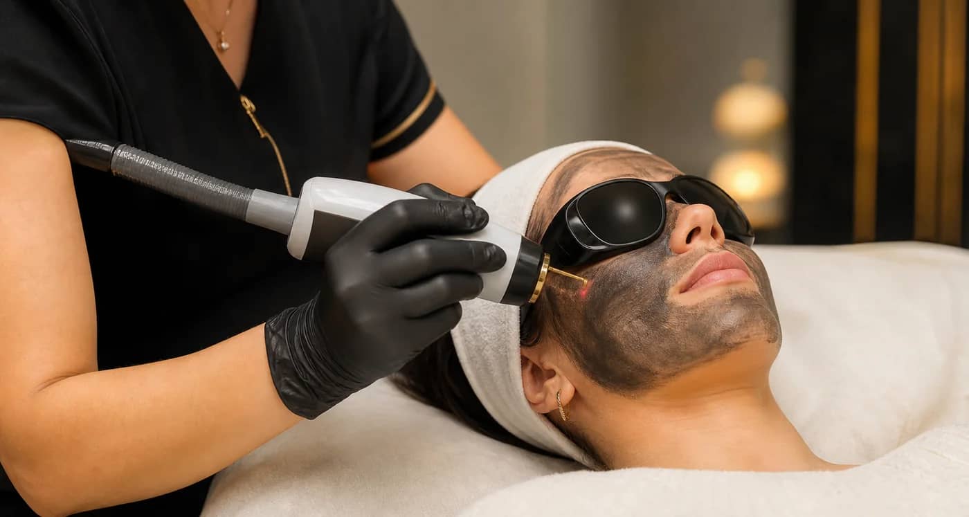 Tratamiento facial Hollywood Peel con láser y carbón activado